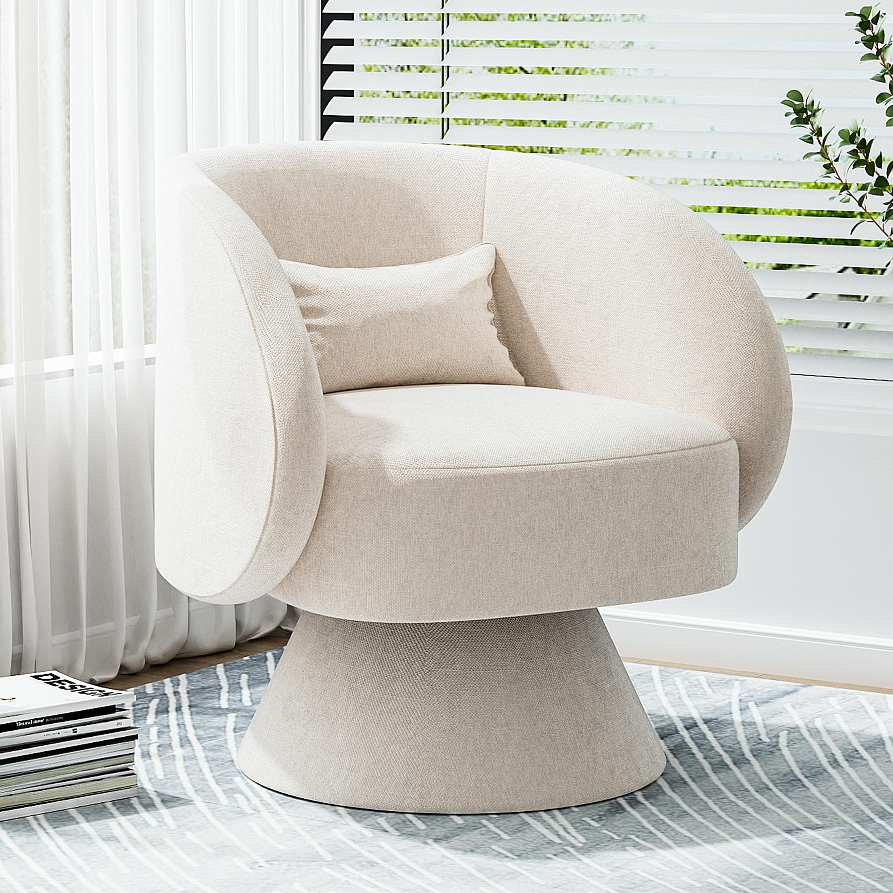 Swivel Barrel Chair, Upholstered Cuddle Accent Swivel Chairs for Living Room, Comfy 360 Degree Mo... | Amazon (US)
