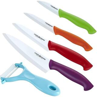 Cook N Home 9-Piece Multicolor Ceramic Knife Set with Sheaths | The Home Depot