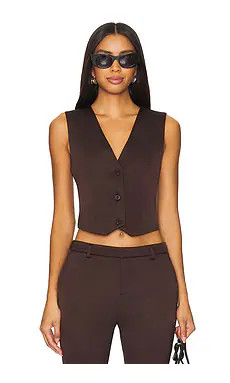 SEROYA Edwina Havey Satin Vest in Ash Brown from Revolve.com | Revolve Clothing (Global)
