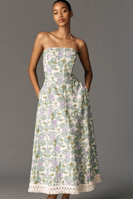 Lovaan Philippa Strapless A-Line Midi Dress | Anthropologie (US)