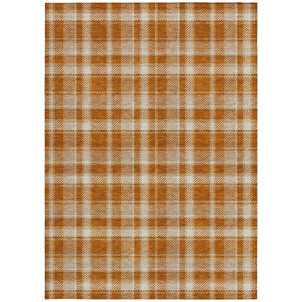 HomeRoots 3' X 5' Orange And Ivory Plaid Washable Indoor Outdoor Area Rug | Wayfair North America