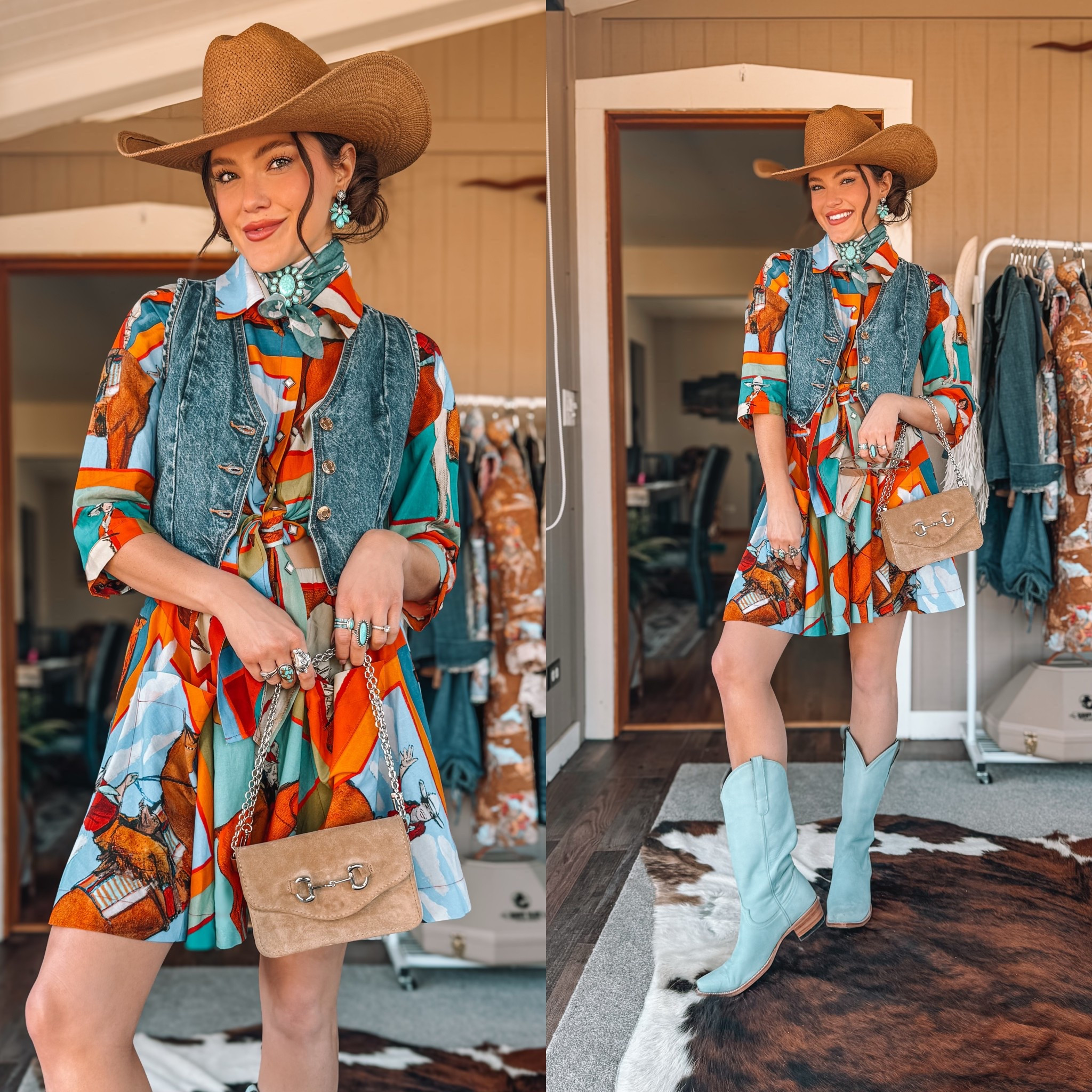 Matching Set: Double D Ranch from the new “Cowgirl Rising” collection!

Boots: Lane “Emma Jane” boot in powder blue- code “TXCARA” for discount!

Scarf: Fringe Scarves - Bonita Bandana “Chambray” 

Hat: Fleastyle discount “CARA15”

#wedternfashion #western 

#LTKSaleAlert #LTKWatchNow #LTKStyleTip