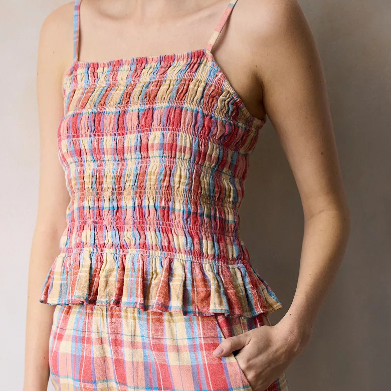 Women's LC Lauren Conrad Smocked Peplum Tank Top | Kohl's