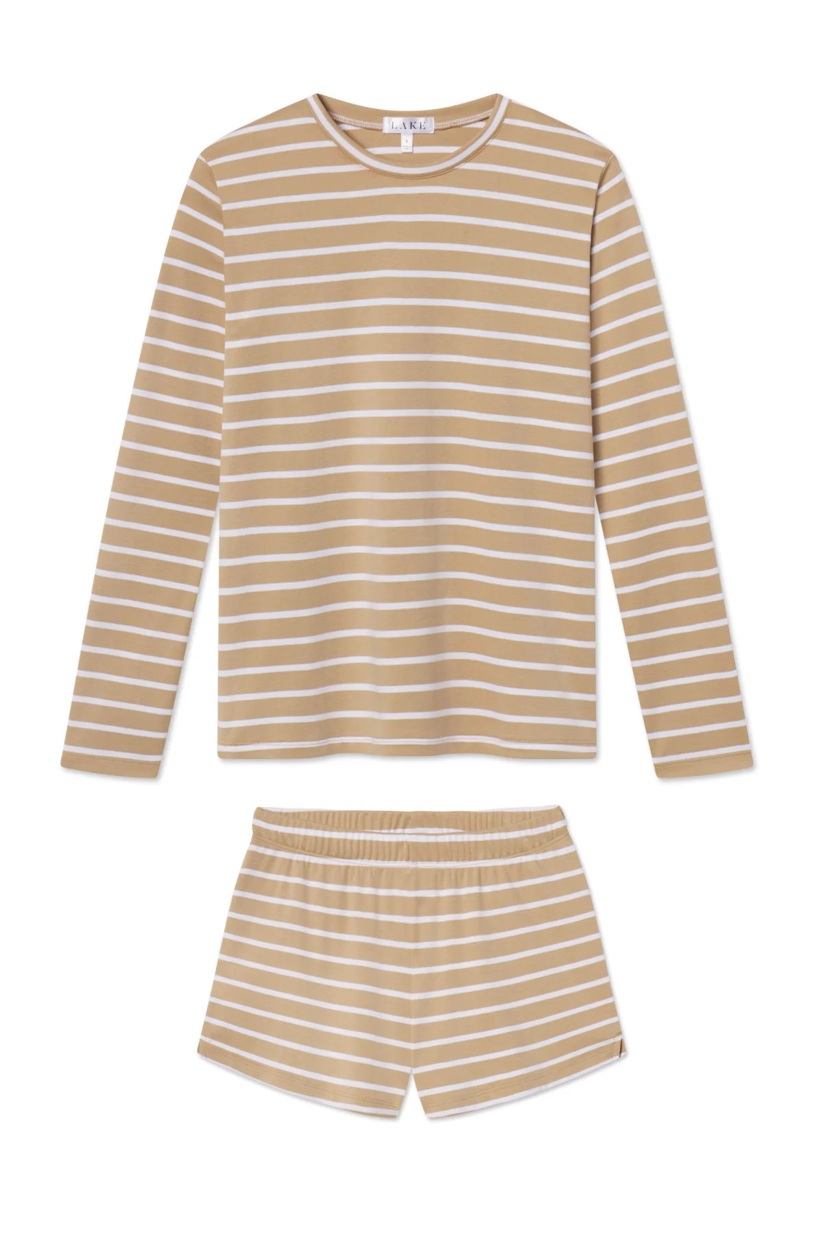 Pima Crew Long-Short Set in Sandstone Anchor Stripe | Lake Pajamas