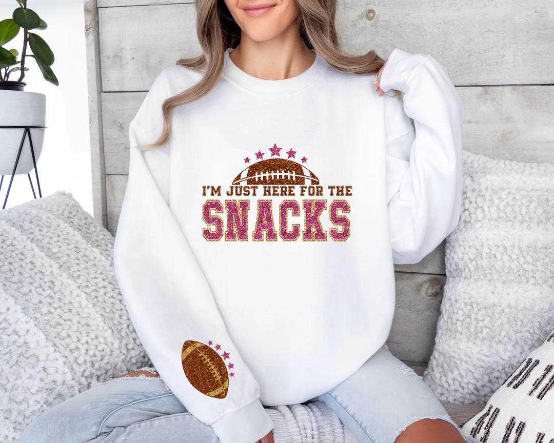 I'm Just Here for the Snacks Sweatshirt, Football Sweatshirt, Football Game Day Hoodie, the Halft... | Etsy (US)