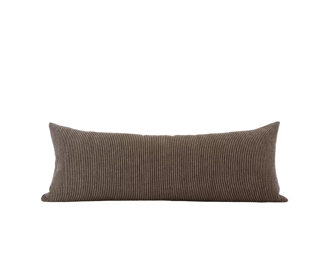 PHOENIX 14x36 Brown Long Lumbar Pillow Cover Brown Stripe - Etsy | Etsy (US)