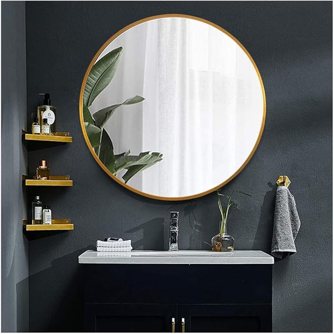 24 in Gold Wall Mirrors Round for Bathroom OUKEELAR Circle Vanity Large Mirror with Metal Frame H... | Amazon (US)