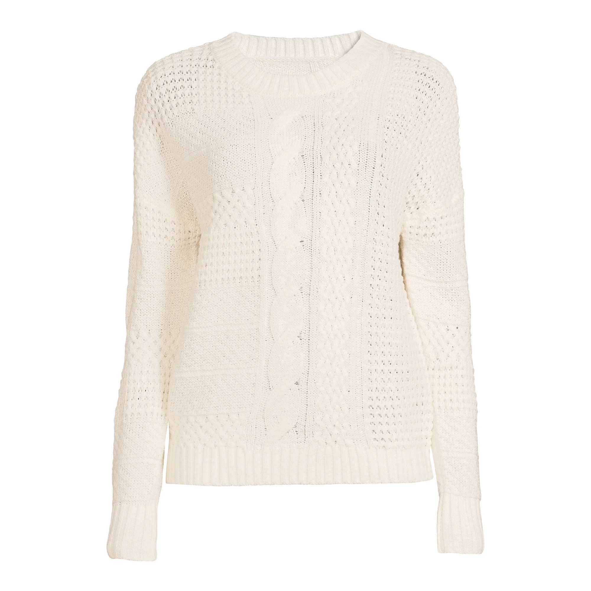 Time and Tru Women's Mixed Stitch Pullover Sweater, Sizes XS-XXXL | Walmart (US)