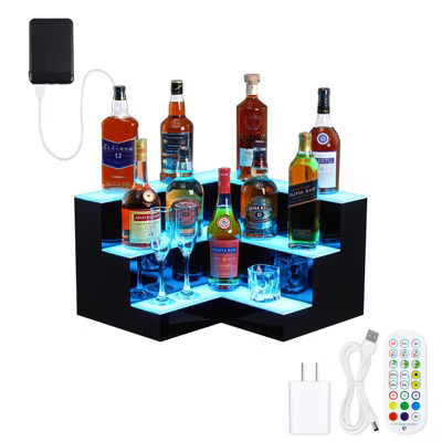 COZONY LED Liquor Display Shelf, Remote App Control 16 Color Music Sync Lighted Bar Shelves | Target