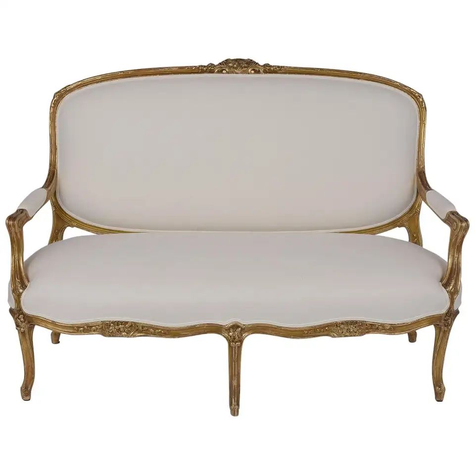 French  19th Century Louis XVI Gilt Wood Sofa | 1stDibs