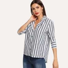 Striped Button Front Blouse | SHEIN