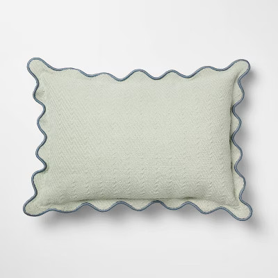 Lumbar Textured Easter Herring Bone Pillow Green Mirage - Threshold™ Design with Studio McGee | Target