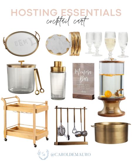 Elevate your hosting game with these cocktail cart essentials that you can check out for your next party or event!
#hostesslife #partymusthave #kitchenessential #goldaccent

#LTKGiftGuide #LTKhome #LTKparties