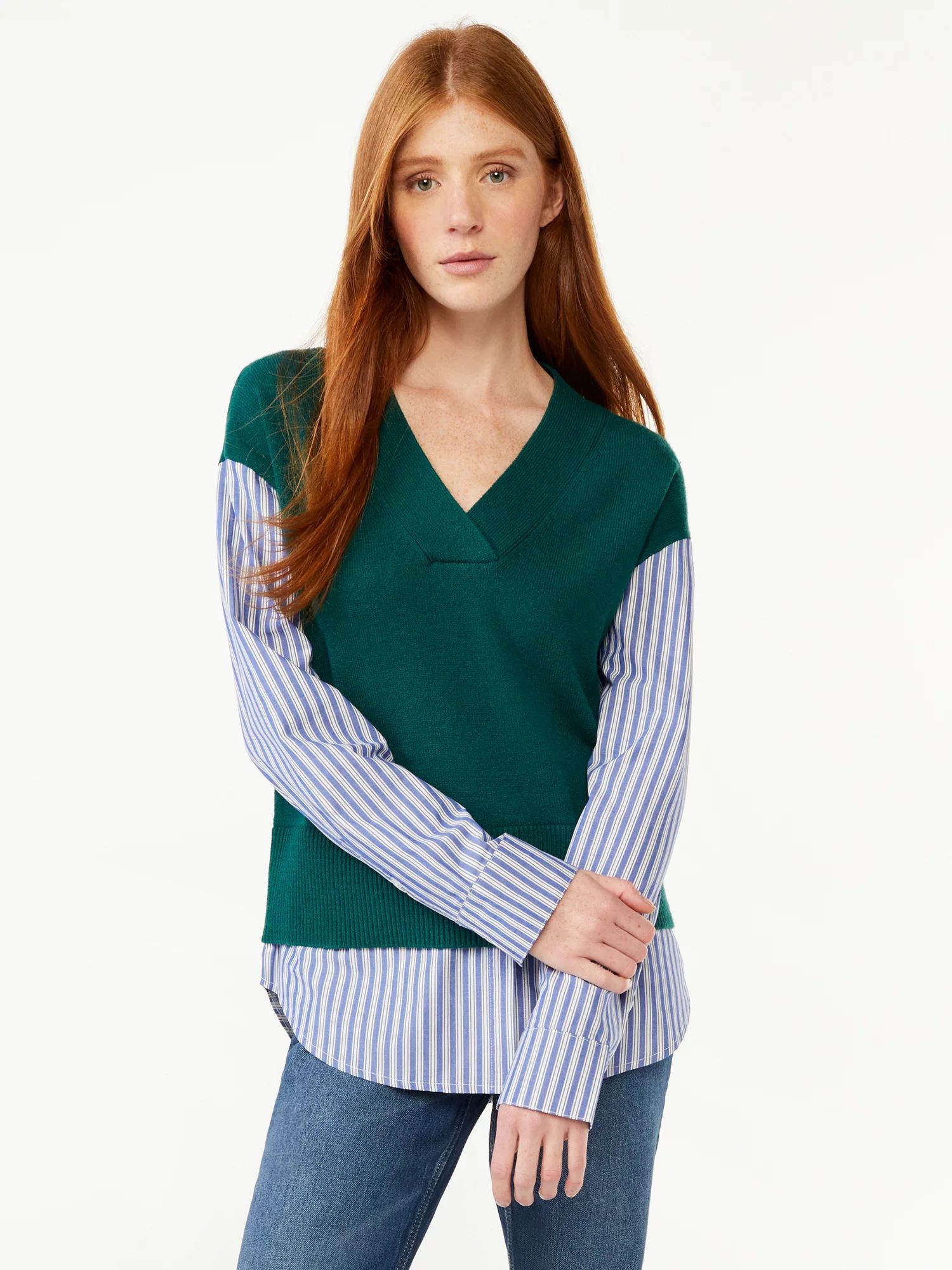 Free Assembly Women's Mixy Shirt Sweater, Lightweight - Walmart.com | Walmart (US)