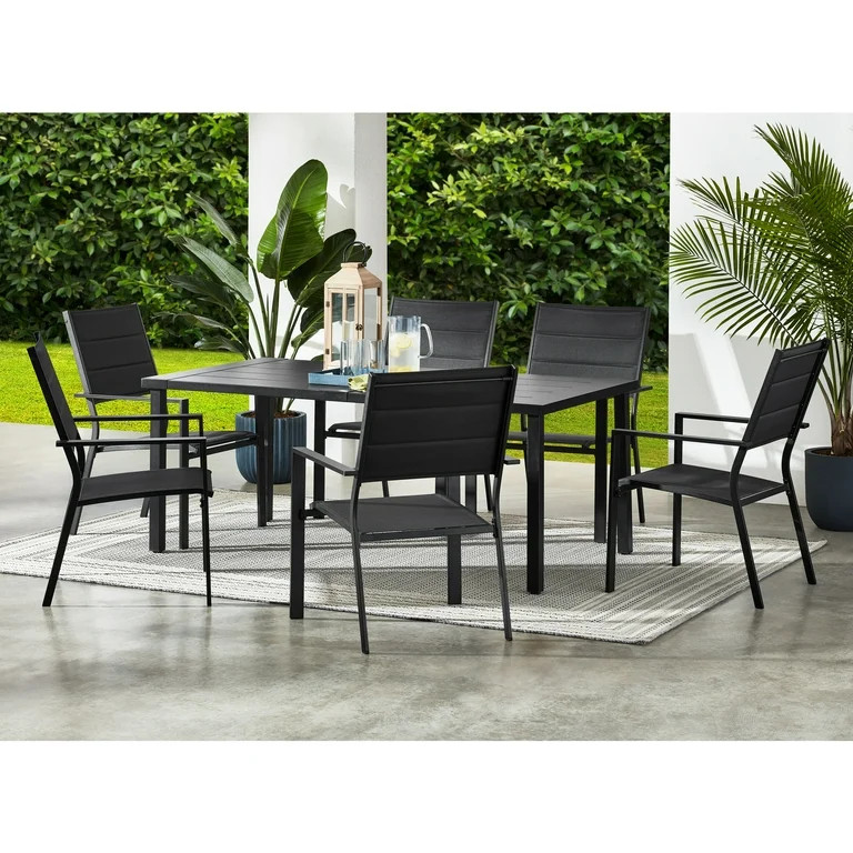 Mainstays Dashwood 7-Piece Steel Outdoor Dining Set, Black | Walmart (US)