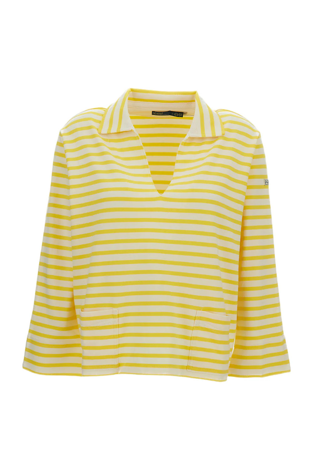 White/Yellow V-Neck Striped T-Shirt | Shop Simon