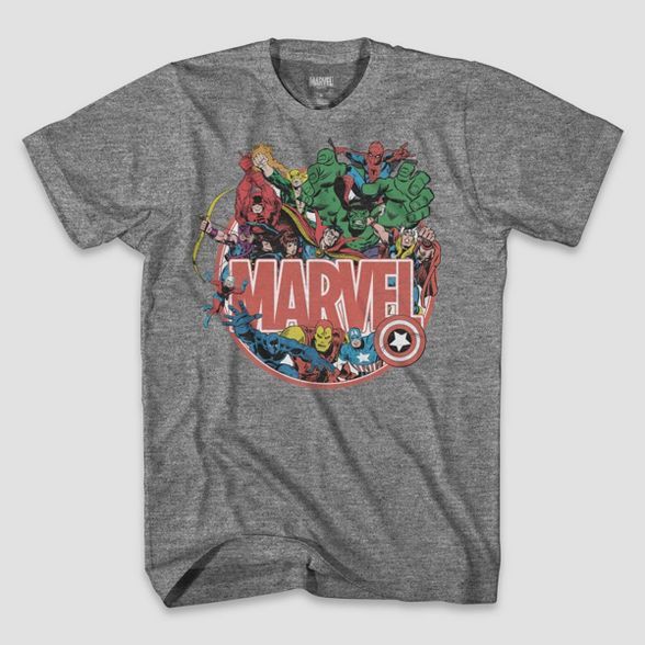 Men's Marvel Short Sleeve Graphic T-Shirt - Graphite Heather | Target