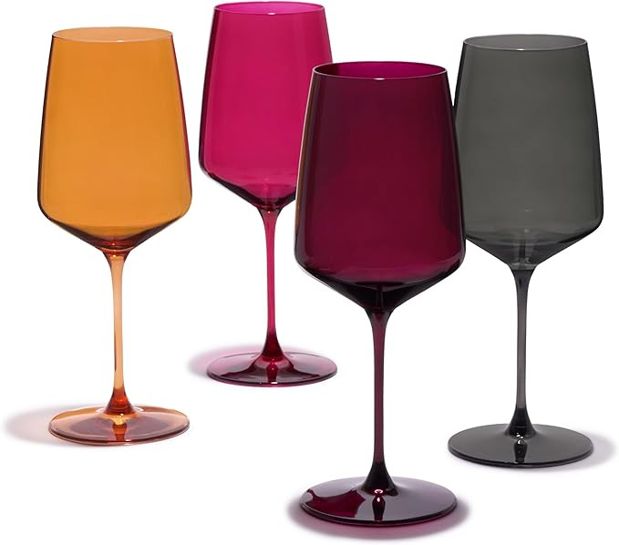 Viski Reserve Nouveau Seaside Collection Multi Crystal Colorful Glassware-22oz Long Stem Wine Gla... | Amazon (US)
