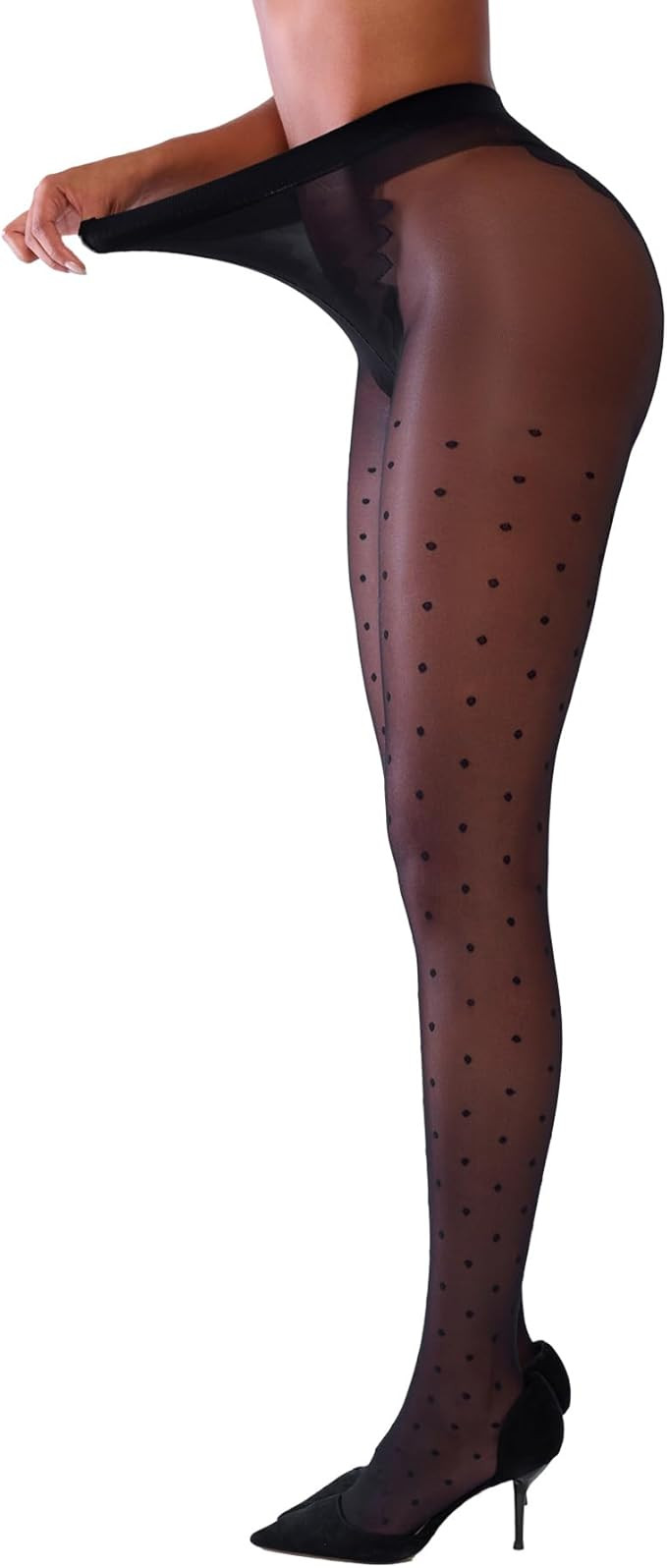 Sheer Tights for Women, Rip Resistant Pantyhose, 30D Control Top Pantyhose, Polka - Dot High Wais... | Amazon (US)
