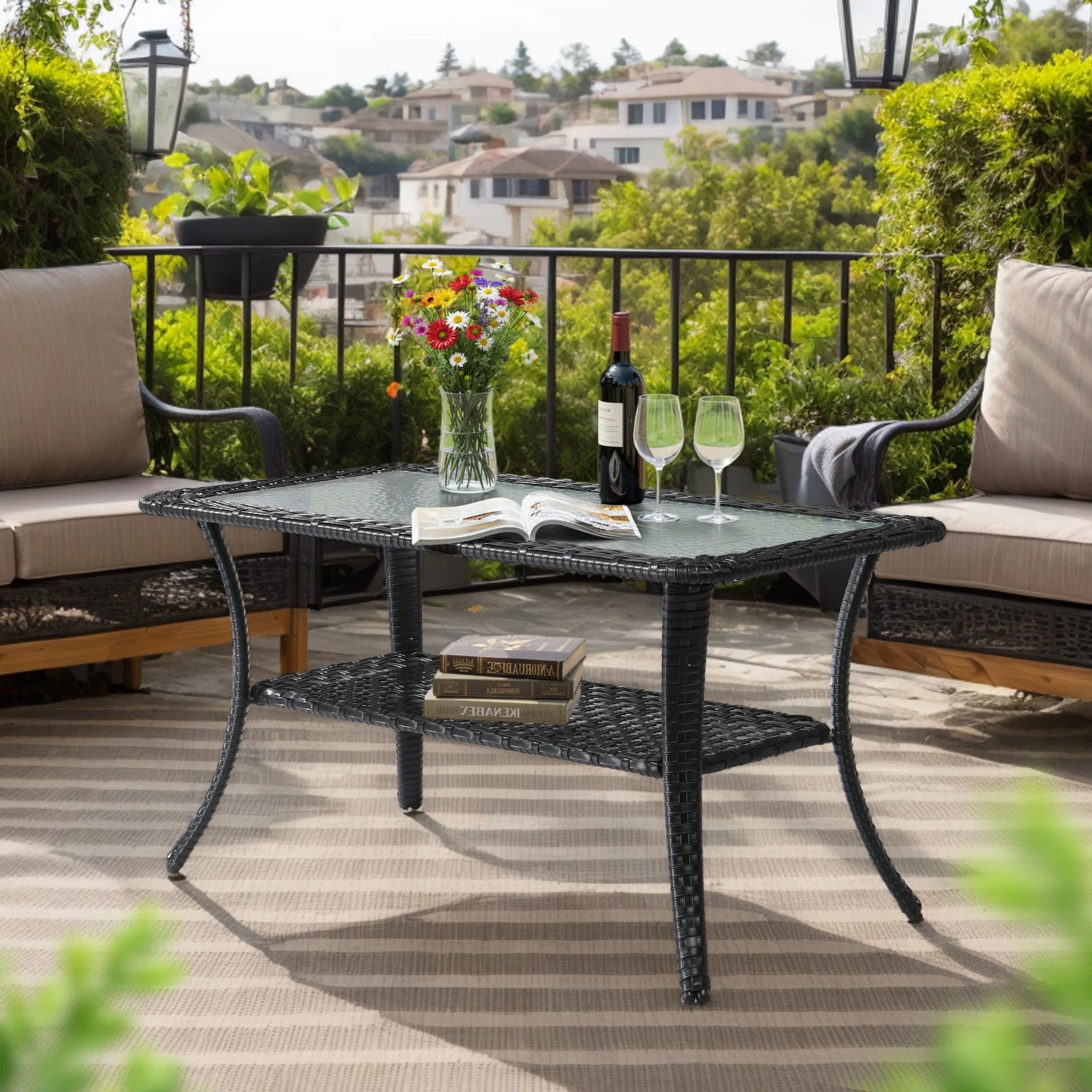 40-Inch Metal And Pe Wicker Patio Side Table | Wayfair North America