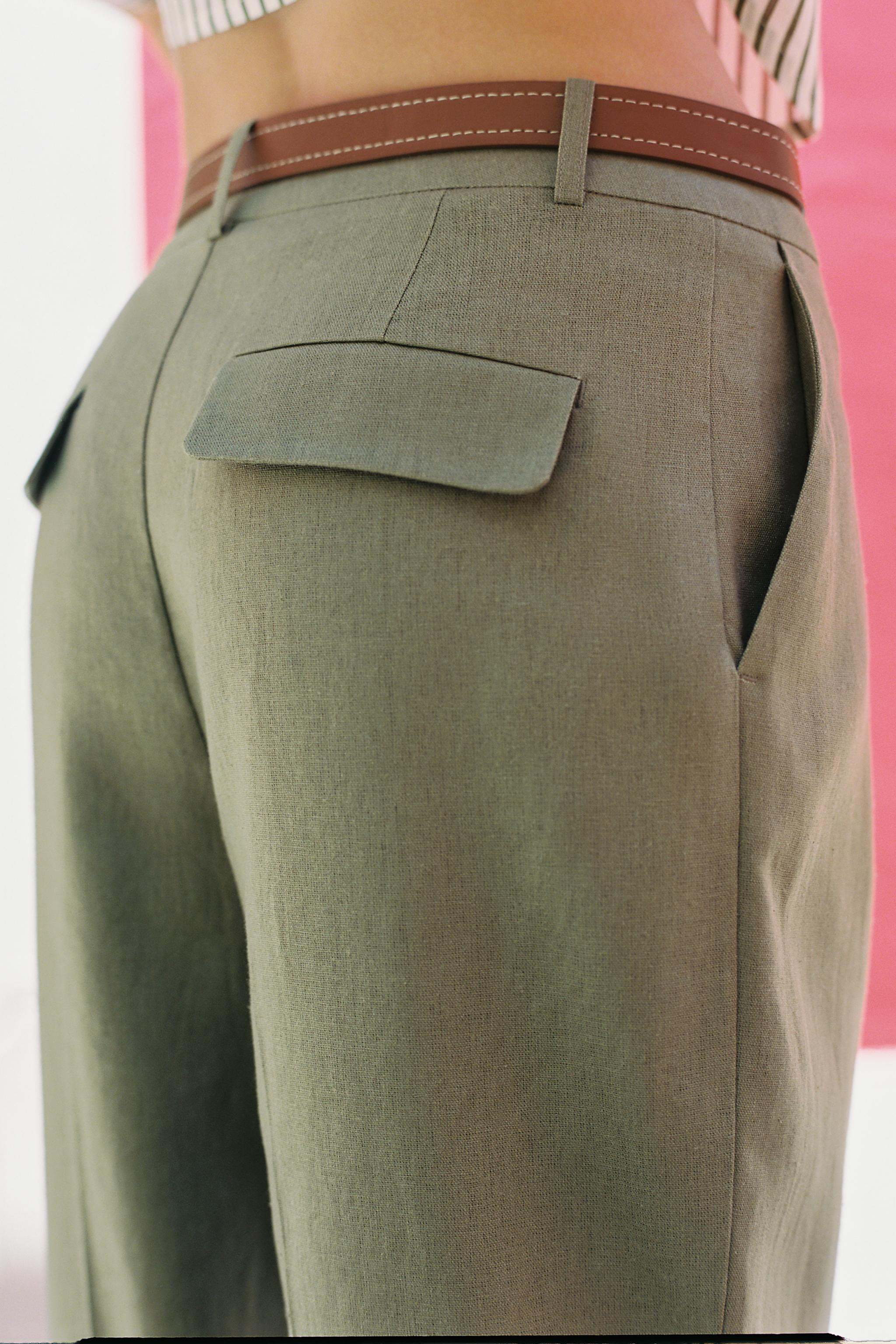 LINEN BELTED STRAIGHT-LEG TROUSERS | Zara UK