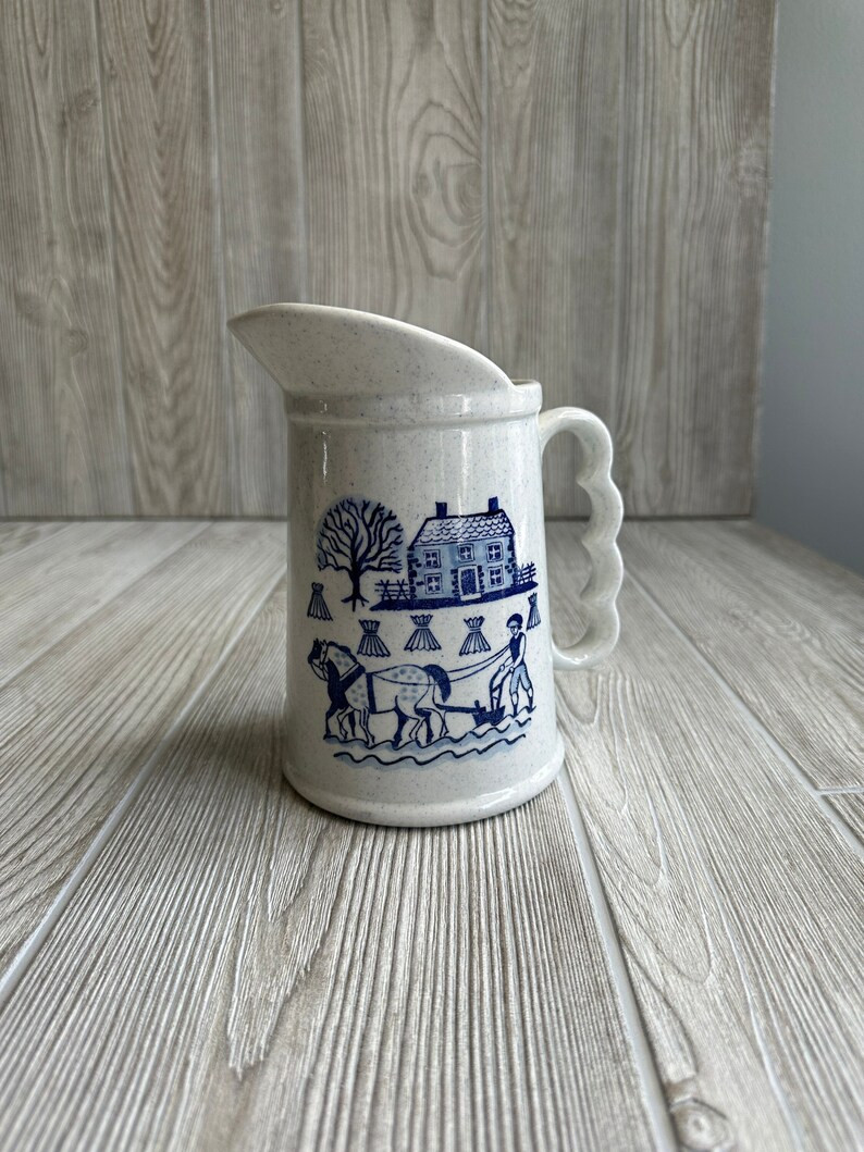 Vintage Metlox Poppytrail Vernon Provincial Blue 24 Oz Pitcher Blue Farm Scene & Border Design Co... | Etsy (Global)