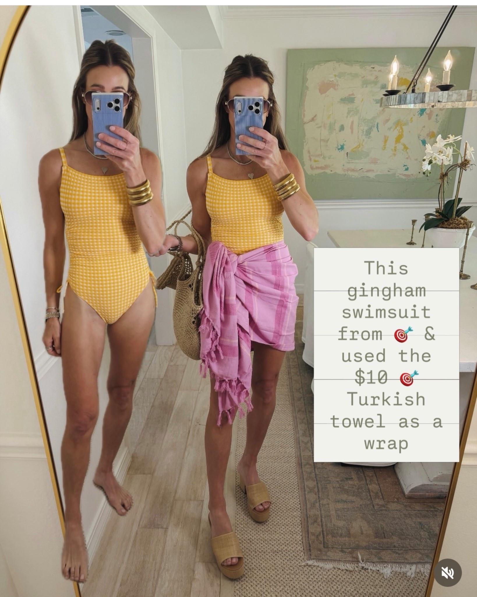 Target new gingham print swimsuit looks like minnow. This one has great mom booty coverage. Love the ruching at the waist. Super flattering. Adjustable straps. Removable cups. I always chunk them and wear my cakes under that I’ll link here also  Wearing size small here. Got the $10 Turkish towel from target and it’s cute as a wrap also! More colors available.  Vacation outfits. 

#LTKootd #LTKSwim #LTKmomlife