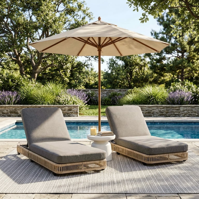 DREAMSID 2 Pcs Outdoor Wicker Chaise Lounge with 5-Position Adjustable Backrest & Thicken Cushion... | Walmart (US)