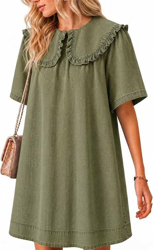 Wenrine Women's Summer Denim Mini Dress Jean Dresses | Amazon (US)