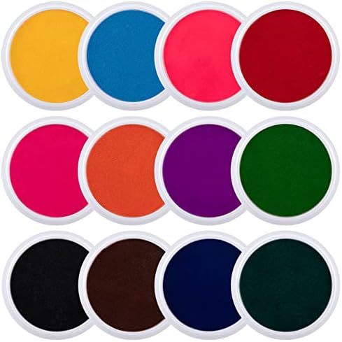 7" Large Round Craft Ink Pads- 12 Colors Rainbow DIY Fingerprint Ink Pad Stamps Partner Washable ... | Amazon (US)