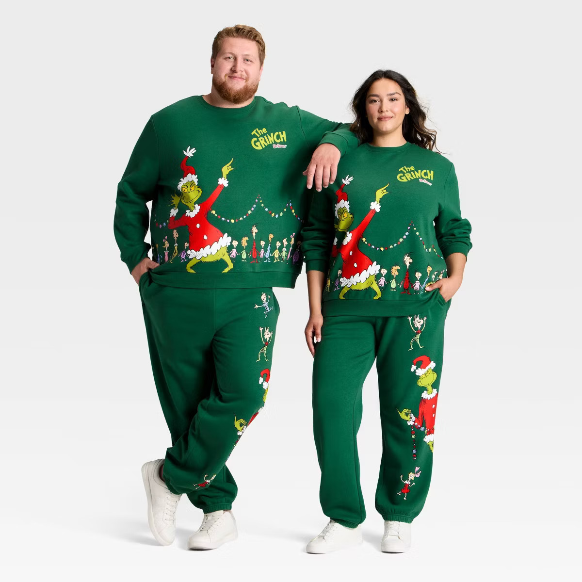Adult Grinch Fleece Graphic Sweatshirt - Dark Green | Target