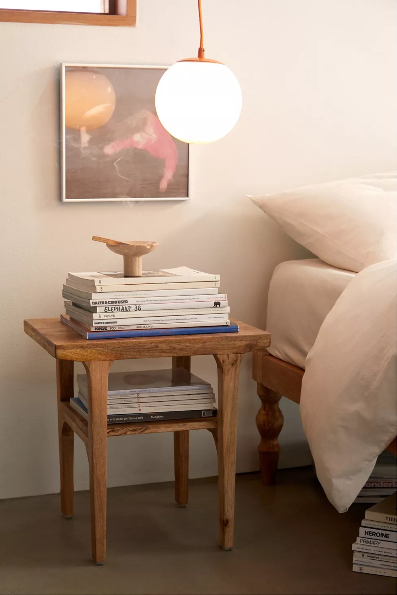 Love the organic look of this side table from Urban Outfitters 😍 This would also complement your living room space. 

End table 
Wood table 
Bedroom furniture 
Living room furniture 
Urban Outfitters home finds 
Living room accents 
Home accents 
Living room design 
Modern organic 