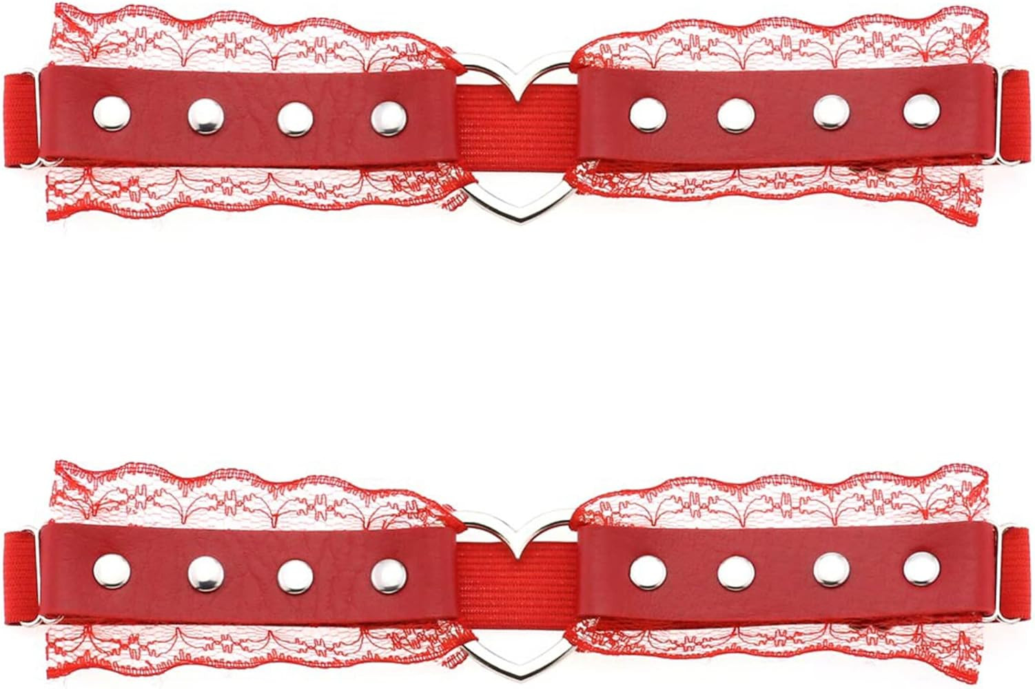Women's Lace Garter Belt Adjustable Heart-Shaped Thigh Garters Gothic Punk Leg Ring Suspender 2pc... | Amazon (US)