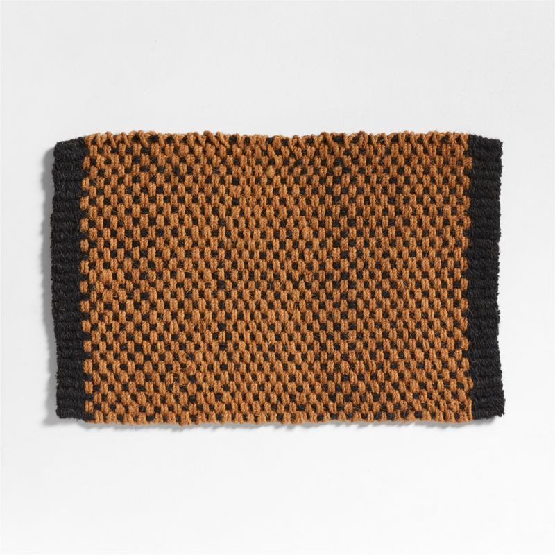 Checkered Coir Black and Natural Indoor/Outdoor Doormat 24"x36" + Reviews | Crate & Barrel | Crate & Barrel