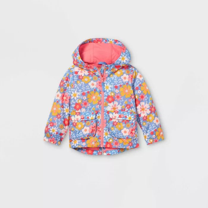 Toddler Girls' Floral Print Windbreaker Jacket - Cat & Jack™ Pink | Target