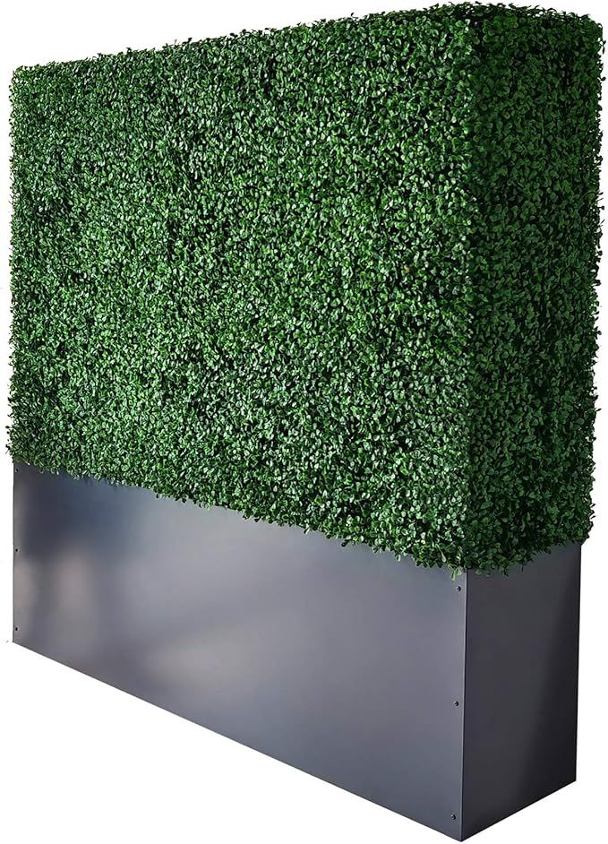 AGPL Upgraded Artificial Boxwood Hedge Wall with Gray Color Planter Room Divider and Privacy Wall... | Amazon (US)