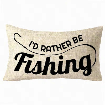Fishing Enthusiast Club Decorative Throw Pillow - Angler's Retreat Cushion Cover - Cotton Linen - I'd Rather Be Fishing Gift | Wayfair North America