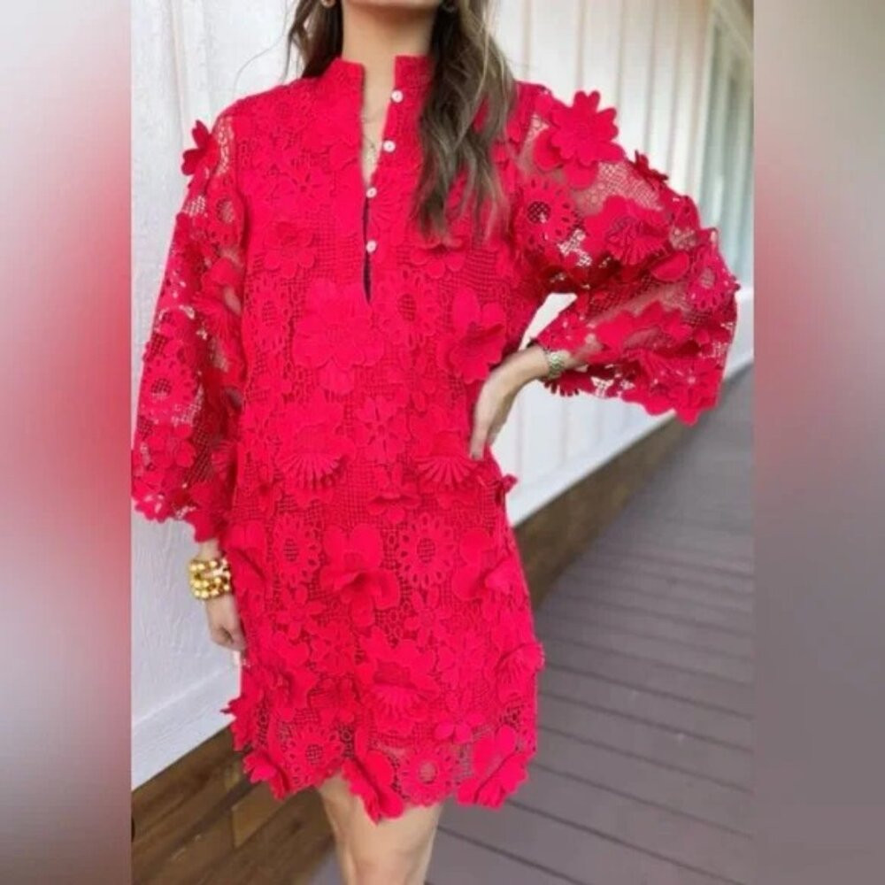 NWT! J.Marie Dress ONLY $59! Retail $168! Seraphina Floral 3D Lace Sz S Red | Poshmark