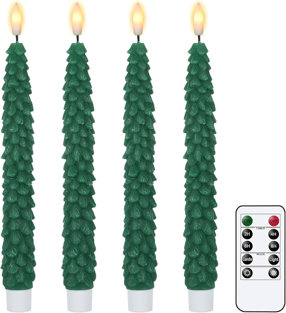 DRomance Christmas Tree Flameless Taper Candles Battery Operated with 10-Key Remote and Cycle Tim... | Amazon (US)