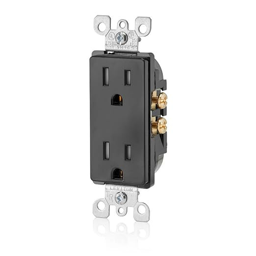Leviton 15 Amp Decora Tamper-Resistant Duplex Electrical Wall Outlet, T5325-E, Black | Amazon (US)