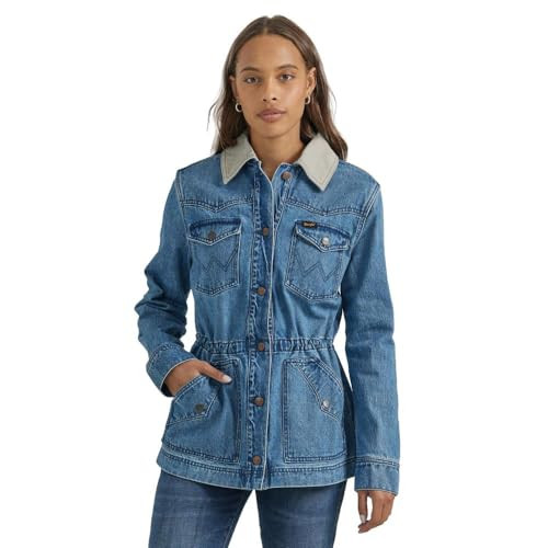Women's Retro Denim Barn Coat (US, Alpha, XX-Large, Regular, Regular, Blue) | Amazon (US)