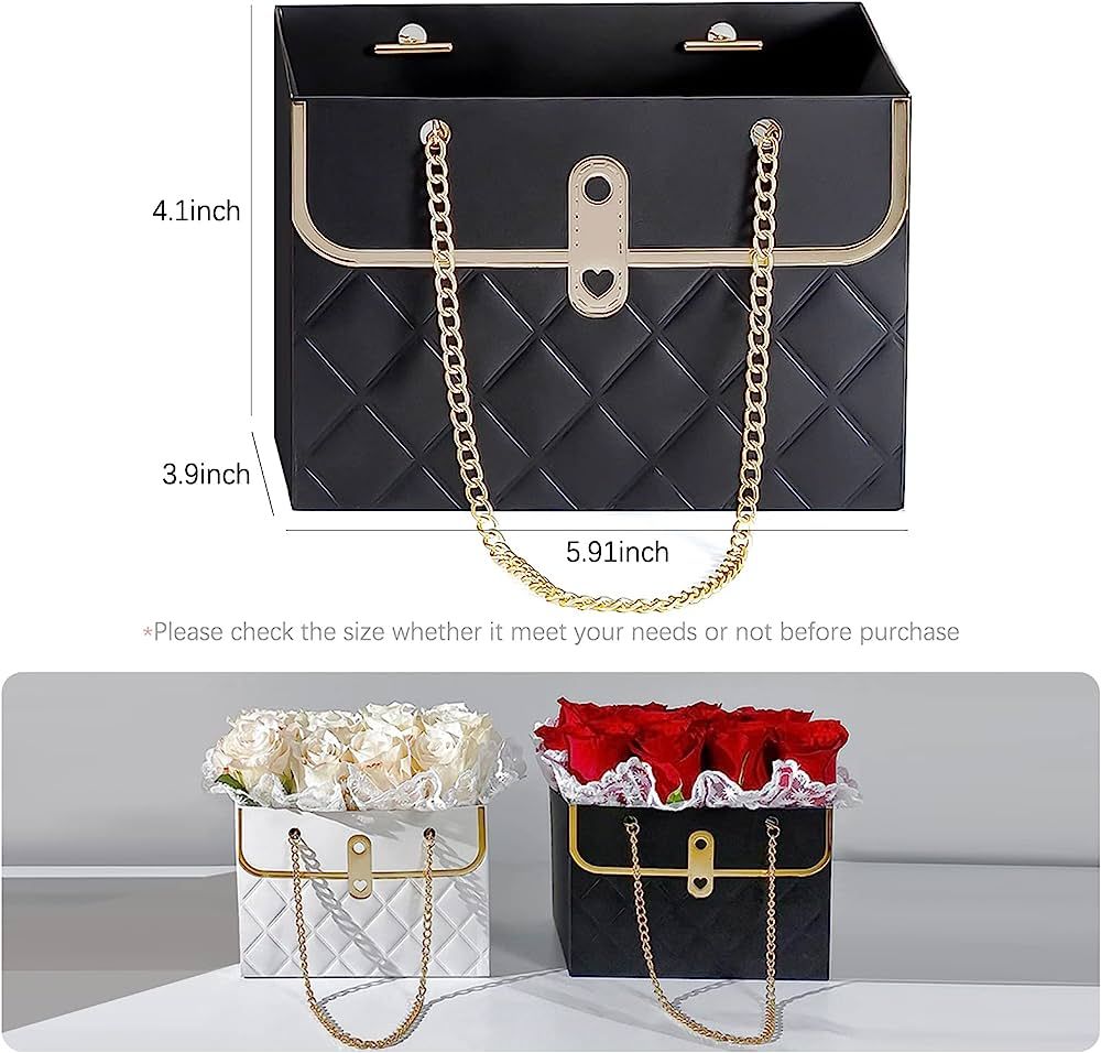 Flower Paper Gift Box with Metal Chain,2023 New Bouquet Storage Bucket Florist Bag Handbag Gift C... | Amazon (US)