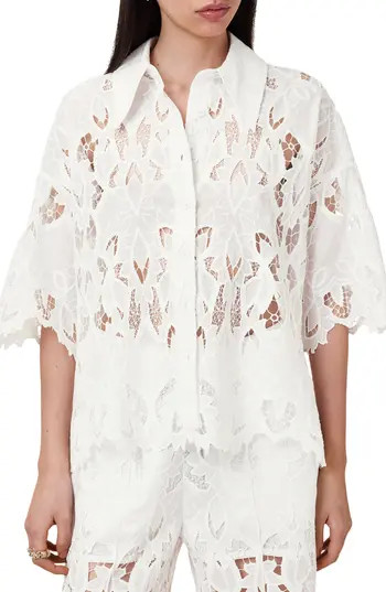 AllSaints Charli Embroidered Button-Up Shirt in Snow White at Nordstrom Rack, Size 4 Us / 8 Uk | Nordstrom Rack