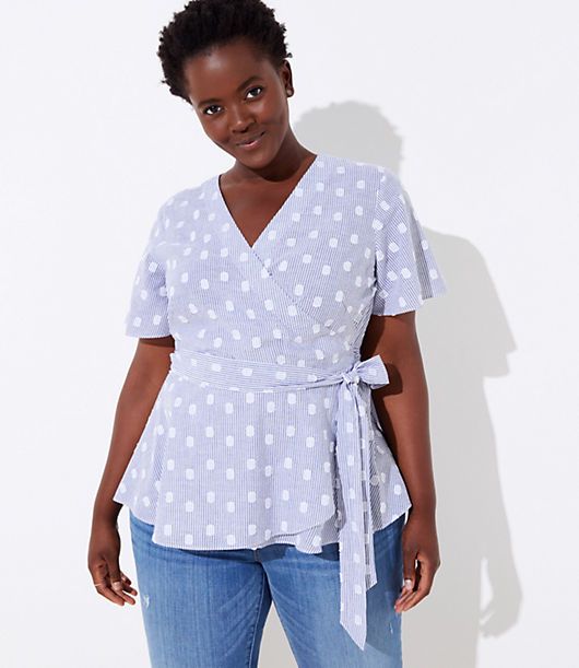 LOFT Plus Dot Stripe Wrap Top | LOFT