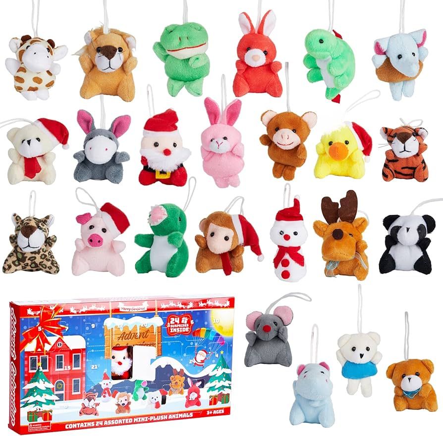 2023 Christmas Advent Calendar with Mini Animal Plush, 24 Different Stuffed Animals Christmas Par... | Amazon (US)