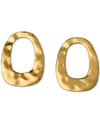 18k Gold-Plated Hammered Front-Facing Hoop Earrings | Macy's