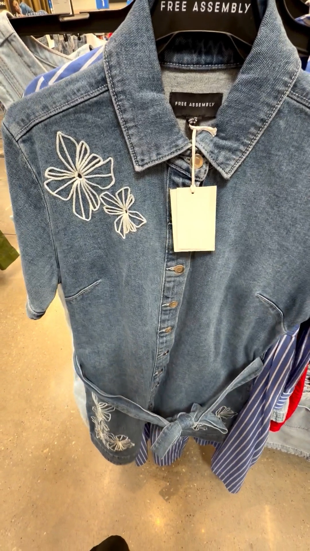This Free Assembly denim dress from Walmart is such a cute find! The little floral detail makes it feel extra special and the slight stretch in the denim makes it super comfortable to wear.

It’s one of those easy dresses you can throw on with sandals now and sneakers later. 🌼

I have a feeling this one won’t stay in stock long.
{Walmart Affiliate/AD/Earn small commission on purchases} 
#ltkstyle
#ltkfinds
#walmartfashion
#freeassembly
#denimdress
#springstyle
#affordablefashion
#everydaystyle

#LTKMidsize #LTKootd #LTKgrwm