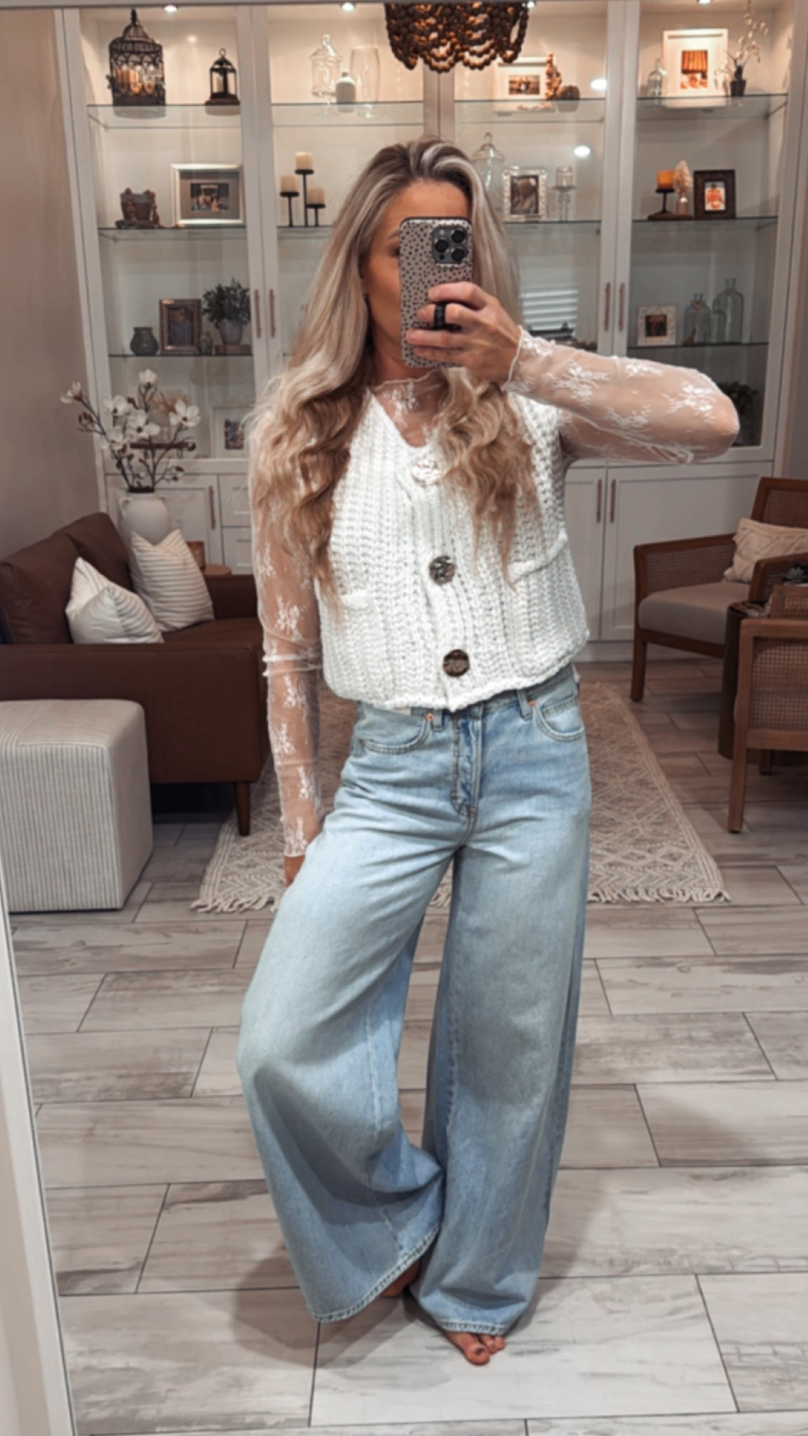 Do not sleep on these viral wide leg jeans! They’ve sold out and been restocked and will sell out again! Paired with a lace long sleeve knitted vest with gold details/buttons. Love it for work, brunch, or a night out!

Outfit girls night date night Easter spring style super wide leg jeans pants relaxed mid rise

#LTKFindsUnder50 #LTKStyleTip #LTKWorkwear