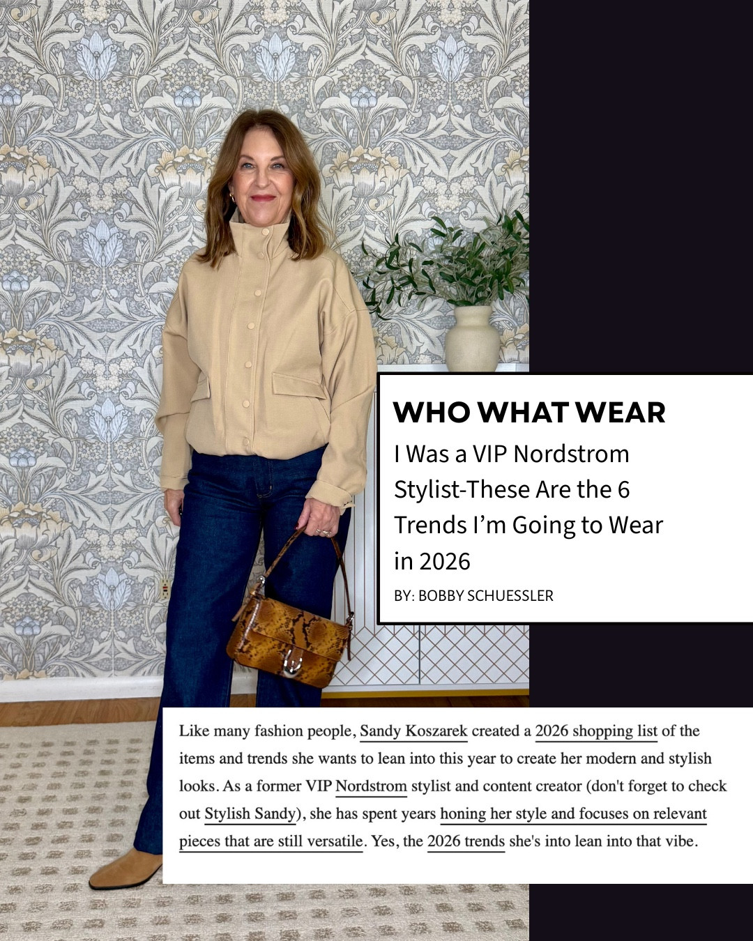 NEW article in WHO WHAT WEAR. 

I'm looking ahead to 2026 and making a list of wearable trends that feel easy and modern. 

So grateful to @bobbyschuessler and @whowhatwear for including me in this feature.

If getting dressed feels hard, comment shop and I’ll send my list of wearable trends. 


#LTKgrwm #LTKootd #LTKOver40