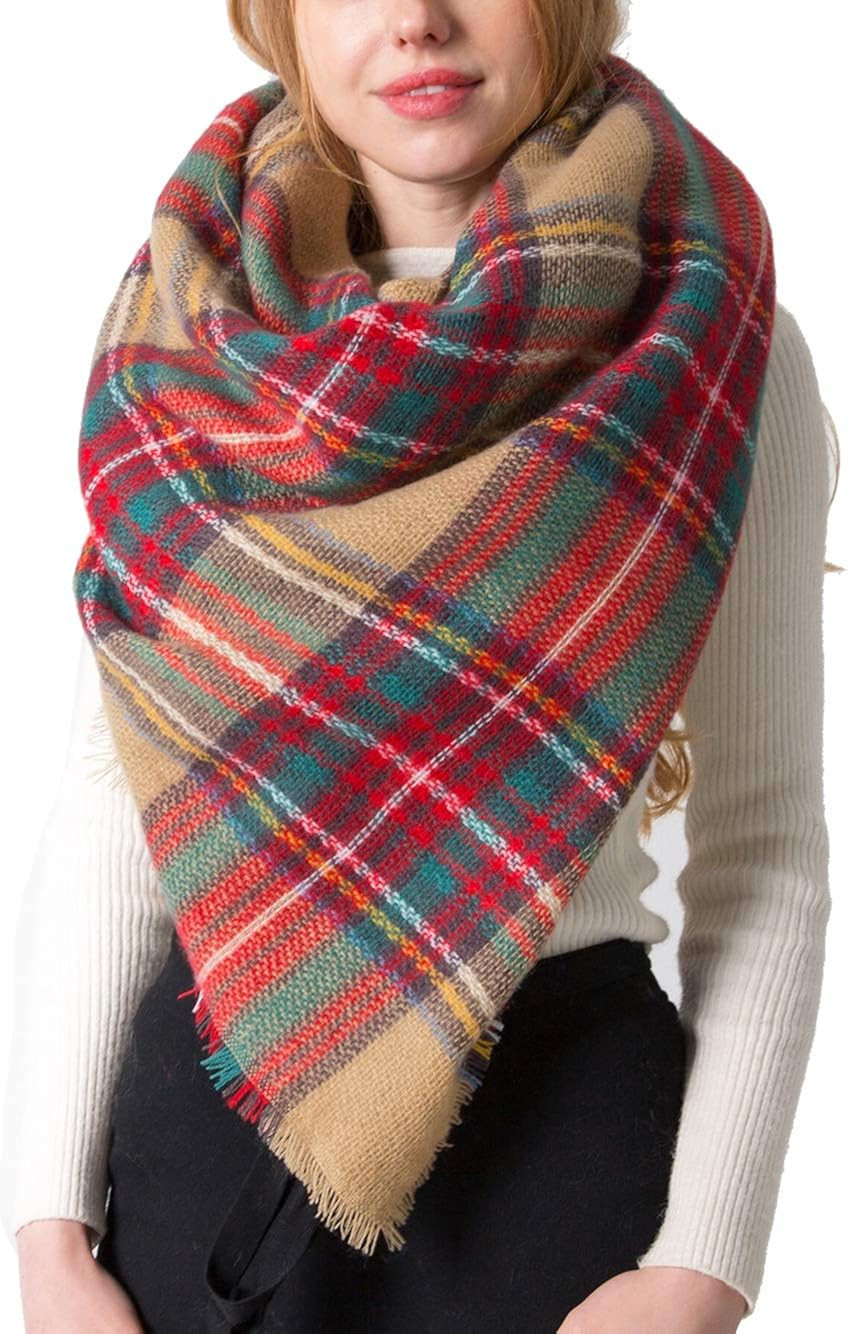 Plaid Blanket Scarf Winter Fall Scarfs for Women, Warm Soft Chunky Oversized Tartan Shawls Wraps ... | Amazon (US)